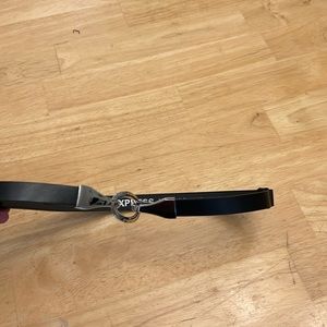 Adjustable skinny belt with silver hardware